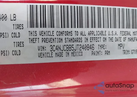 2018 Jeep Compass Latitude Fwd from USA, damaged, VIN 3C4NJCBB5JT240846